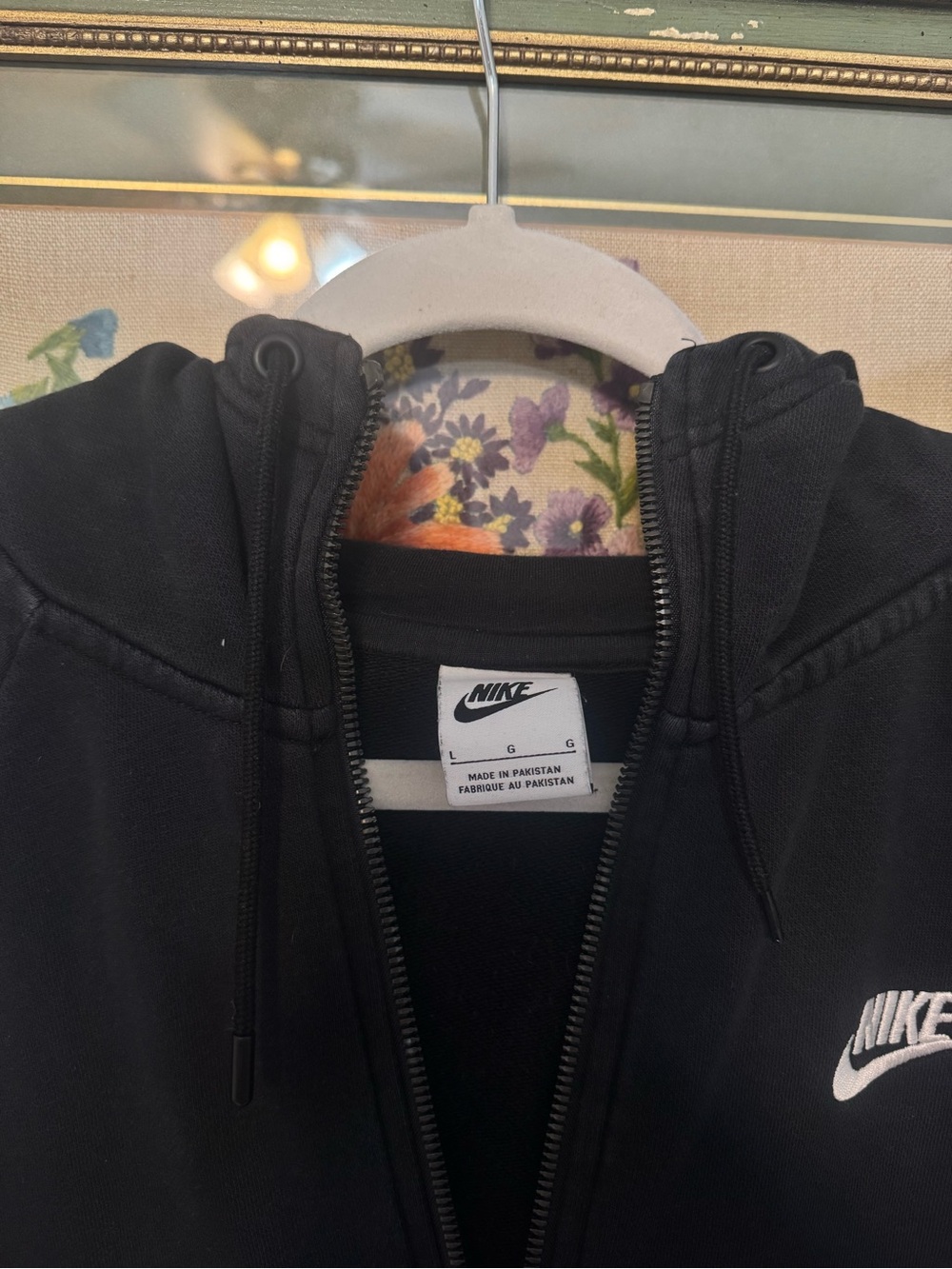 Nike Black Hoodie with White Swoosh